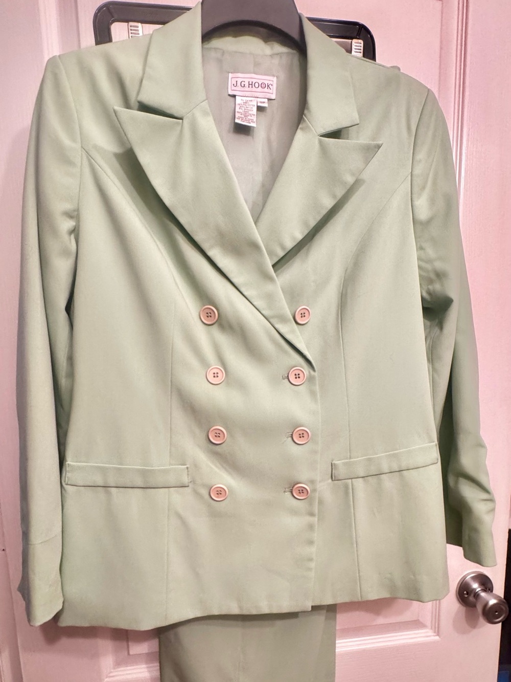 J.G. Hook Mint Green Double-Breasted Blazer